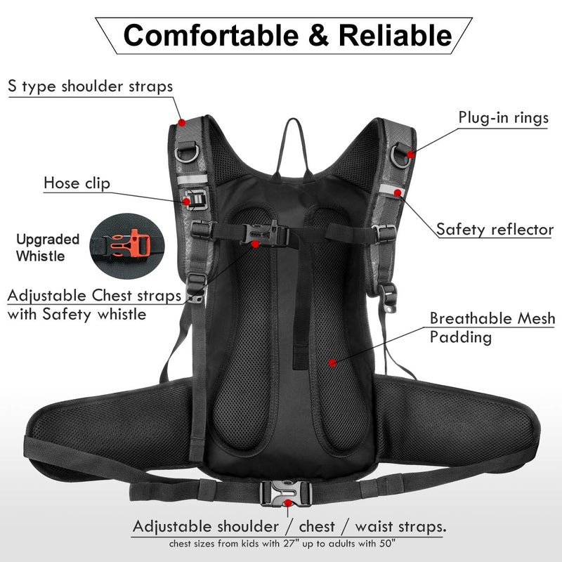 Mothybot Hydration Pack, Insulated Hydration Backpack with 2L BPA Free Water Bladder and Storage, Hiking Backpack for Men, Women, Kids for Running, Cycling, Camping - Keep Liquid Cool up to 5 Hours - Image 4